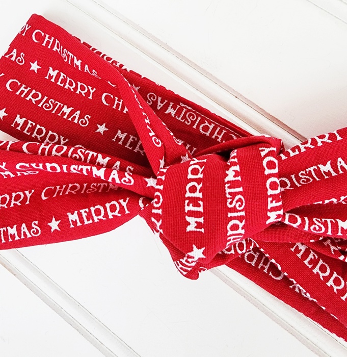 Knotted Headband - Merry Christmas on Red