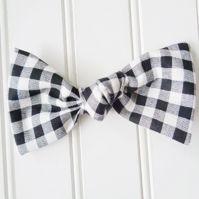 Hair Bow - Black Gingham