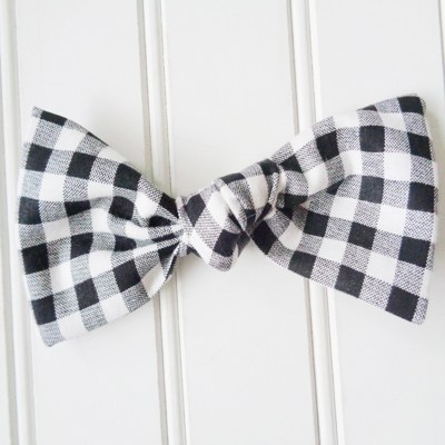 Hair Bow - Black Gingham