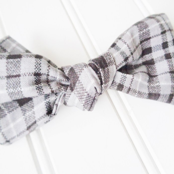 Hair Bow - Black and Gray Plaid