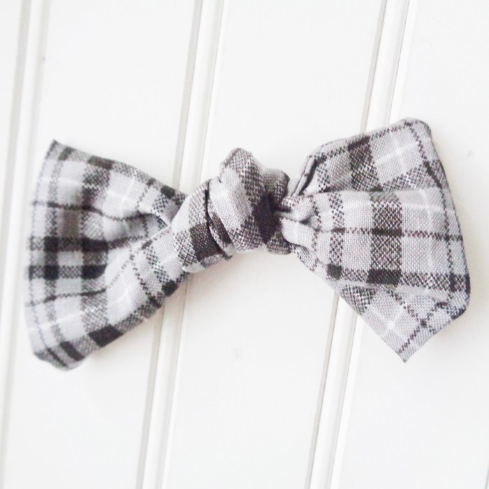 Hair Bow - Black and Gray Plaid