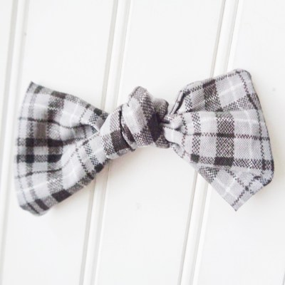 Hair Bow - Black and Gray Plaid