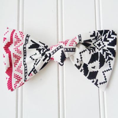 Hair Bow - Black and Red Snowflakes