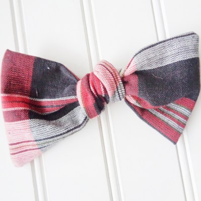Hair Bow - Black and Red Vintage Plaid