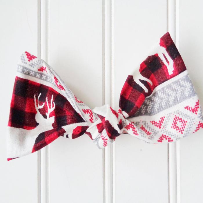 Hair Bow - Black and Red Winter