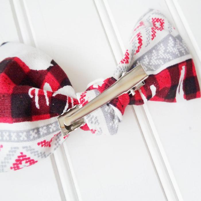 Hair Bow - Black and Red Winter
