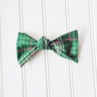 Hair Bow - Green and Berry Plaid