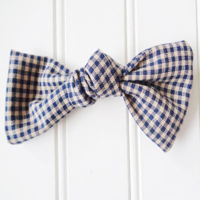 Hair Bow - Navy Check