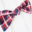  Hair Bow - Navy and Red Plaid