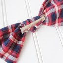  Hair Bow - Navy and Red Plaid