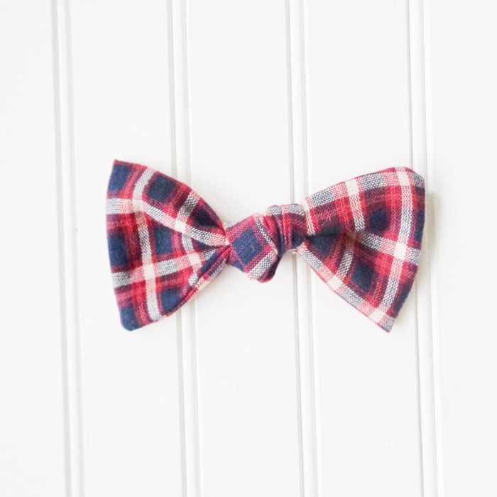 Hair Bow - Navy and Red Plaid