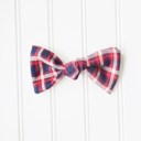  Hair Bow - Navy and Red Plaid