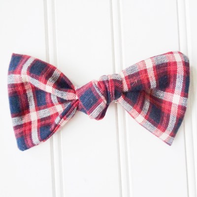 Hair Bow - Navy and Red Plaid