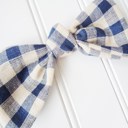  Hair Bow - Navy and Tan Gingham