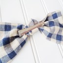  Hair Bow - Navy and Tan Gingham