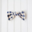  Hair Bow - Navy and Tan Gingham