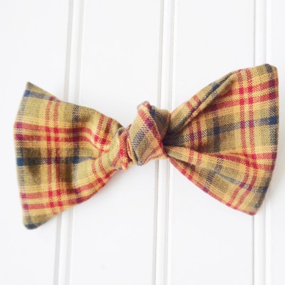 Hair Bow - Olive, Navy and Red Plaid