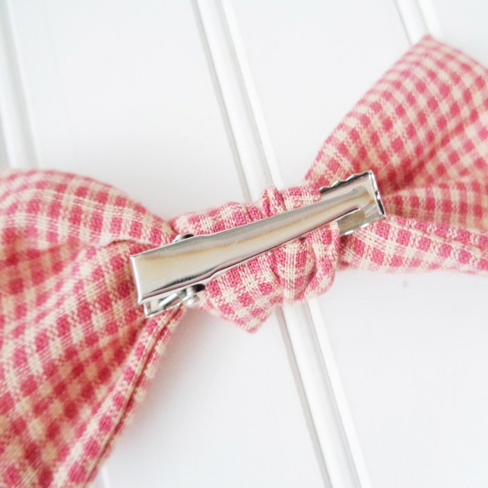Hair Bow - Pink and Tan Check