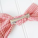  Hair Bow - Pink and Tan Check