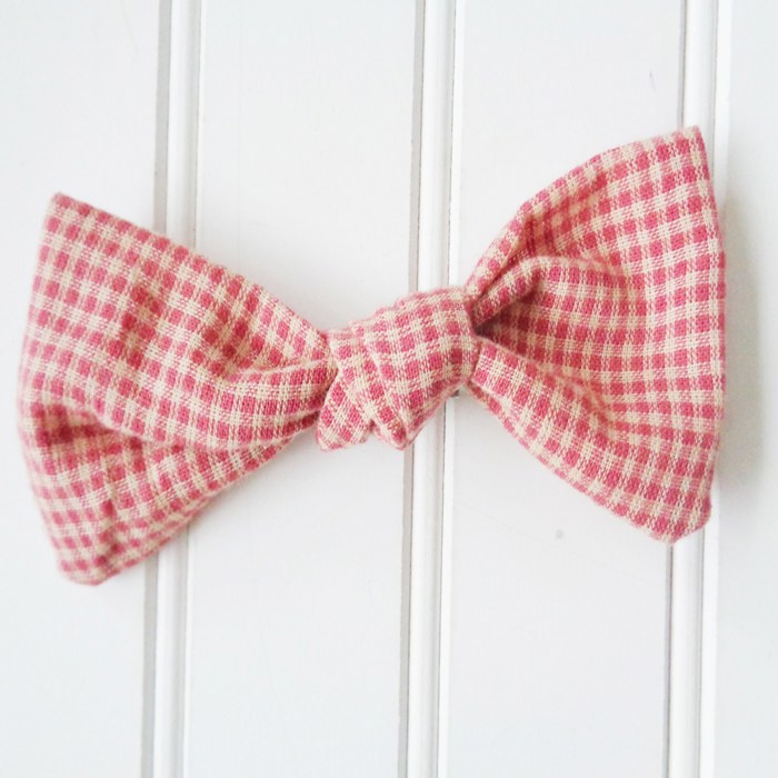 Hair Bow - Pink and Tan Check