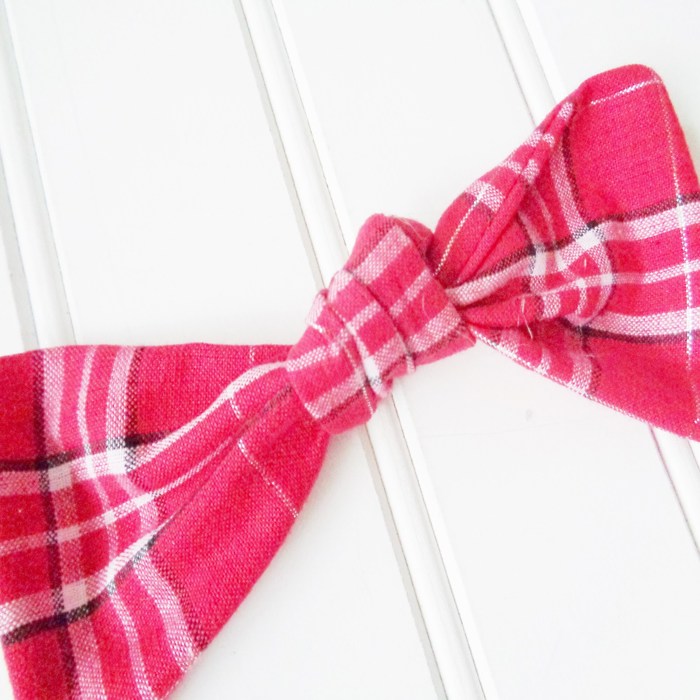 Hair Bow - Red and Navy Plaid