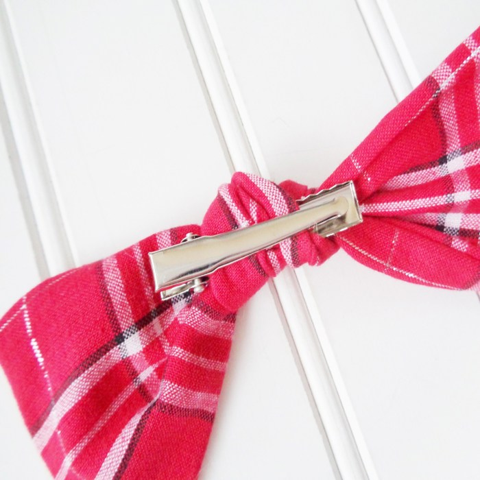 Hair Bow - Red and Navy Plaid