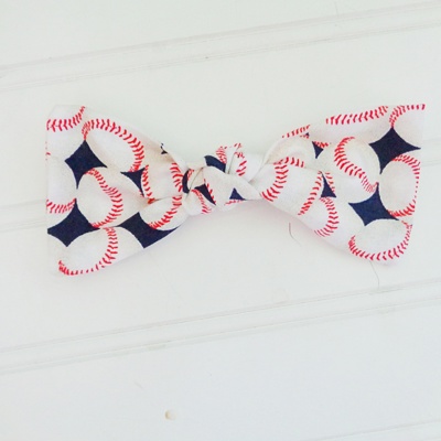 Hair Bow - Baseball Print