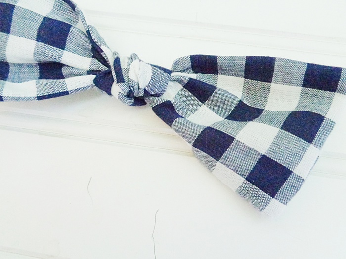 Hair Bow - Navy Gingham