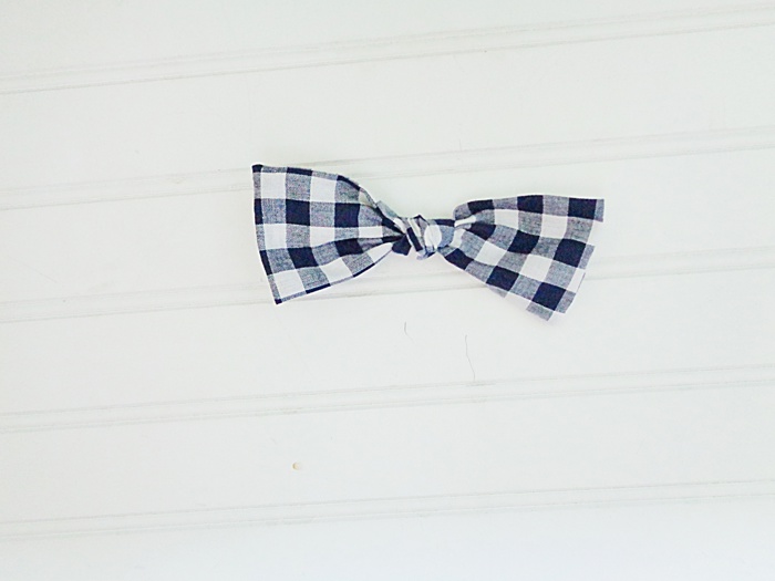 Hair Bow - Navy Gingham