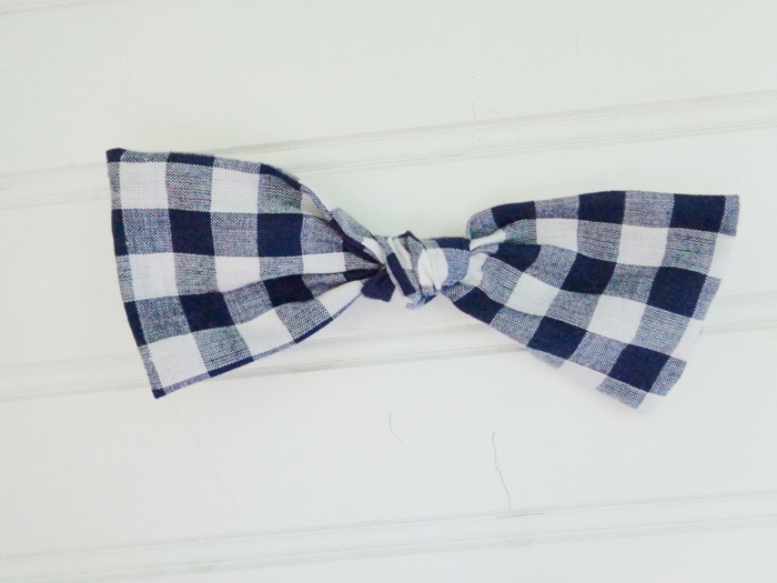 Hair Bow - Navy Gingham