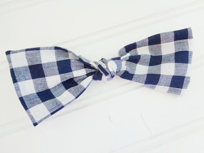 Hair Bow - Navy Gingham