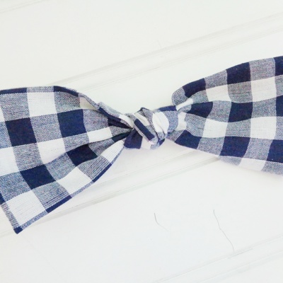 Hair Bow - Navy Gingham
