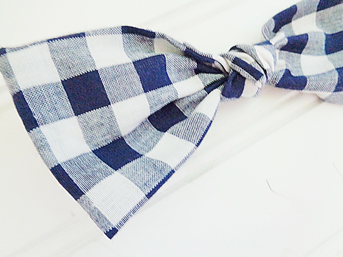Hair Bow - Navy Gingham