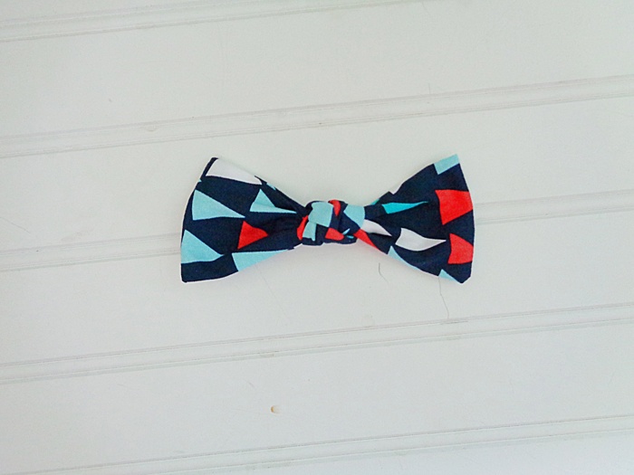 Hair Bow - Red and Blue Triangles