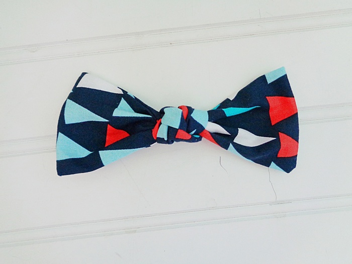 Hair Bow - Red and Blue Triangles