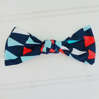 Hair Bow - Red and Blue Triangles
