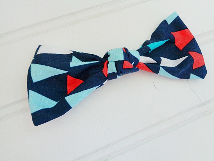 Hair Bow - Red and Blue Triangles