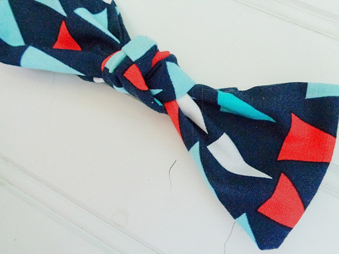 Hair Bow - Red and Blue Triangles