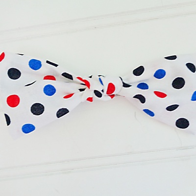 Hair Bow - Red and Blue Dots