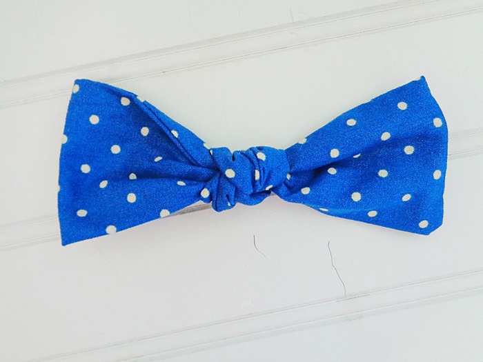 Hair Bow - White Dots on Blue
