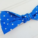  Hair Bow - White Dots on Blue