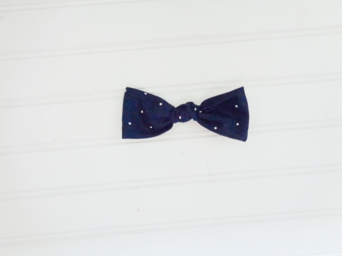 Hair Bow - White Dots on Navy