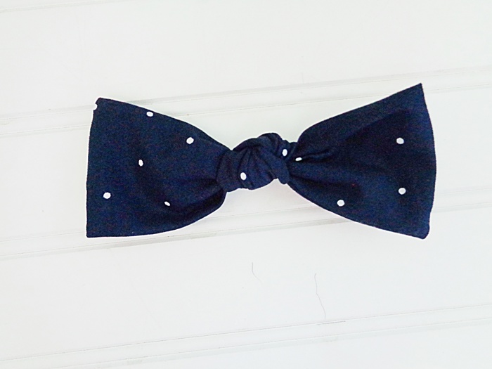 Hair Bow - White Dots on Navy