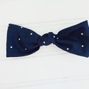  Hair Bow - White Dots on Navy