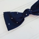  Hair Bow - White Dots on Navy