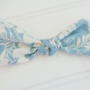  Hair Bow - White Floral on Blue