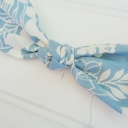  Hair Bow - White Floral on Blue