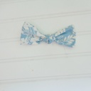  Hair Bow - White Floral on Blue
