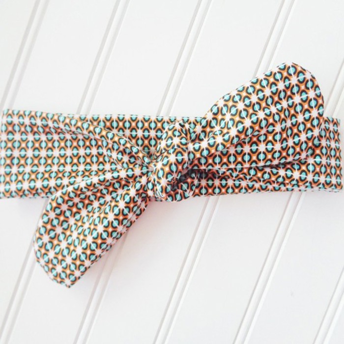 Knotted Headband - Aqua and Orange Mod Print