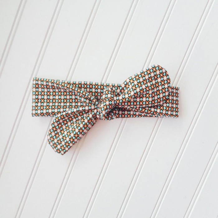 Knotted Headband - Aqua and Orange Mod Print